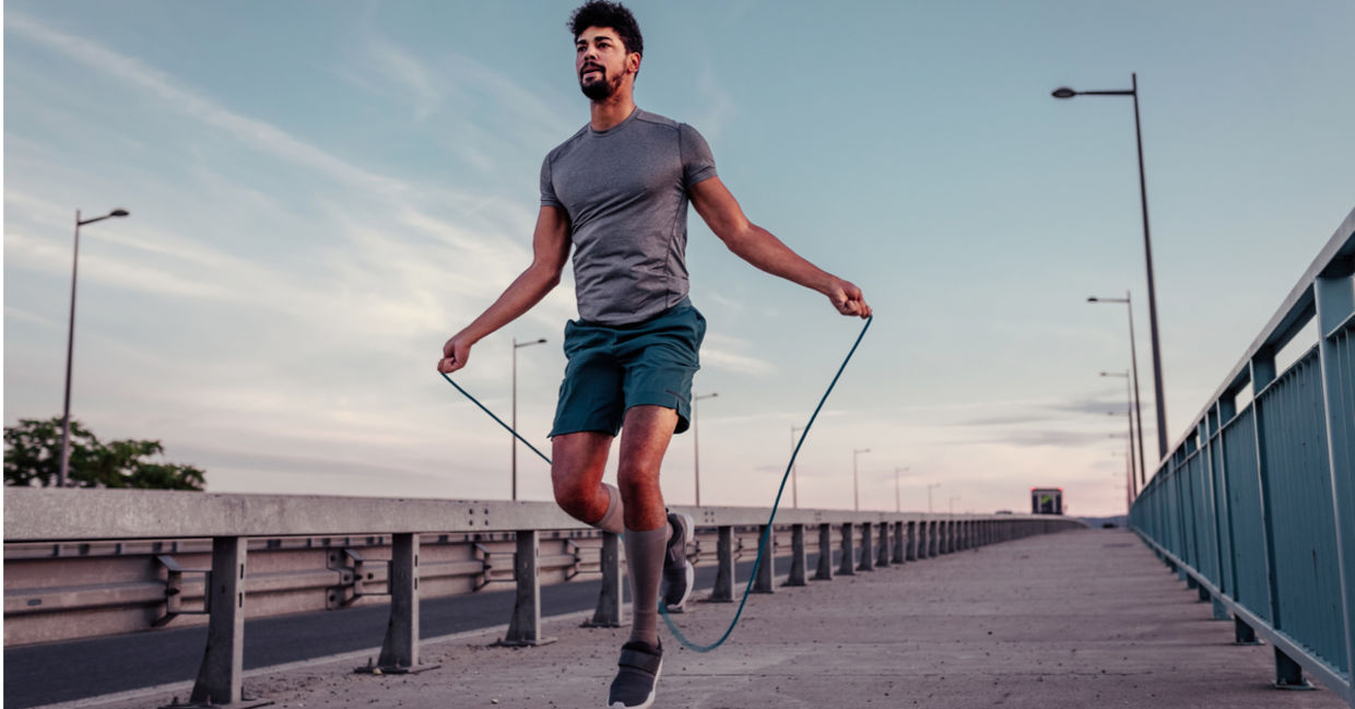picture of a man skipping